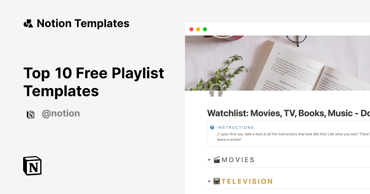 Top 10 Free Playlist Templates Notion Template Gallery