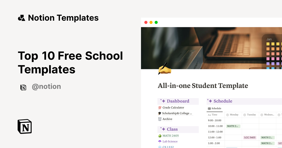 Top 10 Free School Templates in Notion | Notion Template Gallery