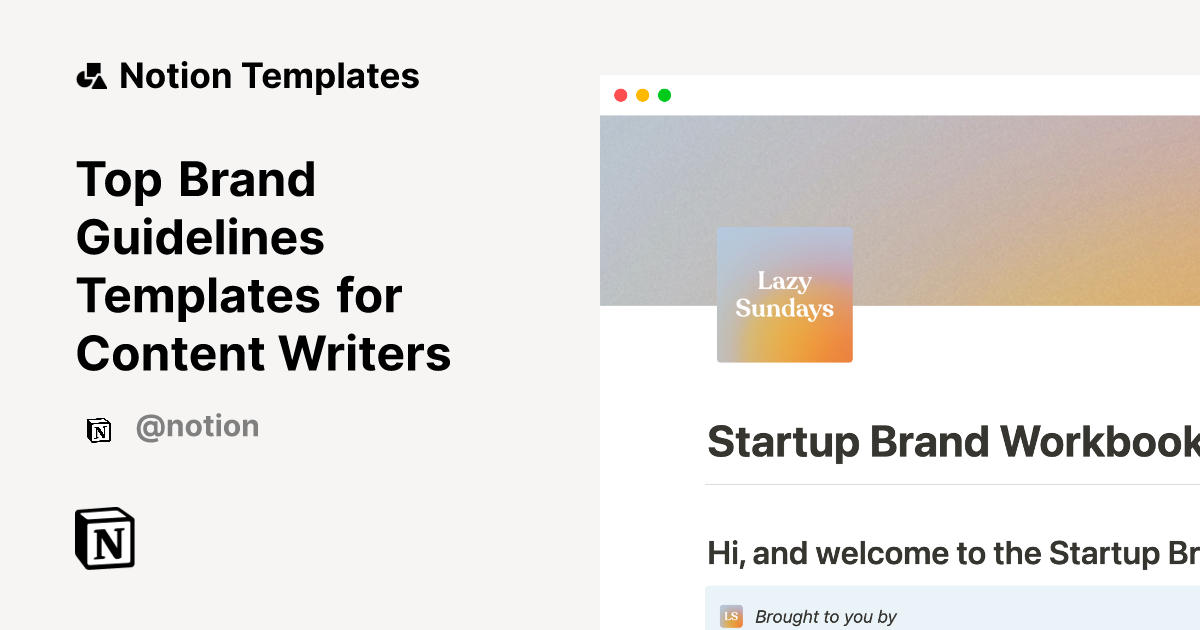 Top Brand Guidelines Templates for Content Writers Notion Template
