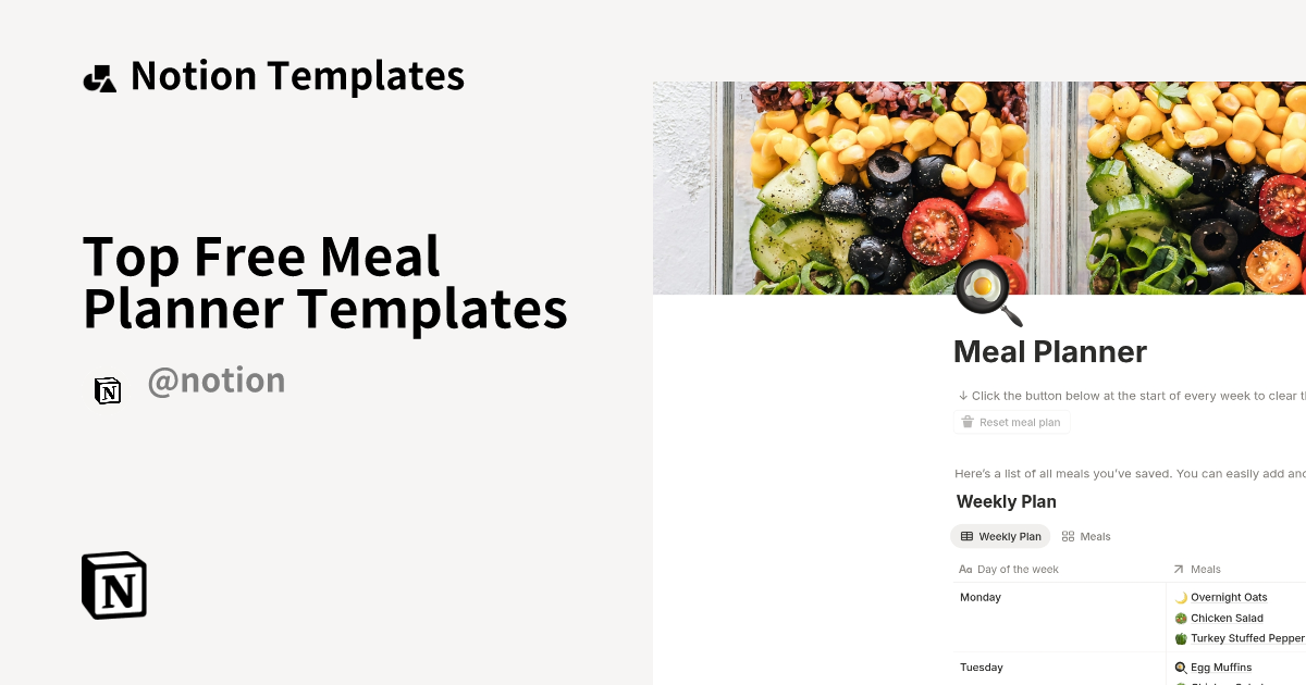 Top Free Meal Planner Templates in Notion | Notion Template Gallery