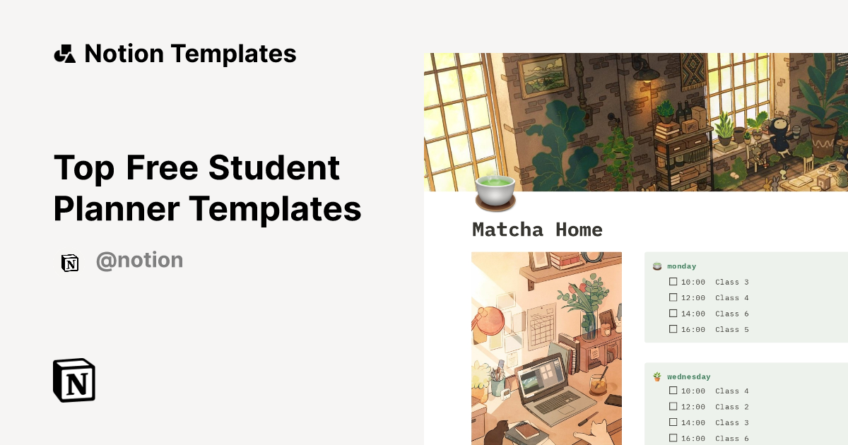 Top Free Student Planner Templates in Notion | Notion Template Gallery