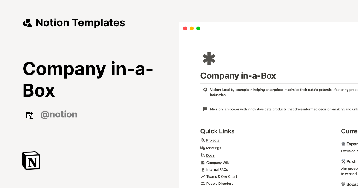 Company inaBox by Notion Notion Template