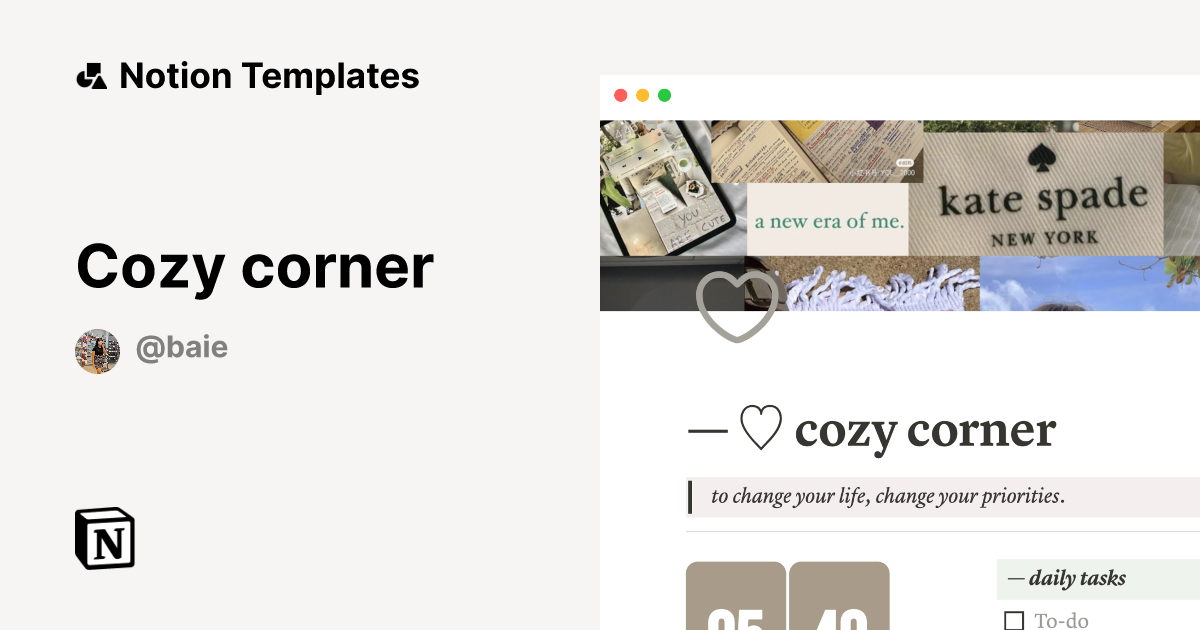 Cozy corner Notion Template