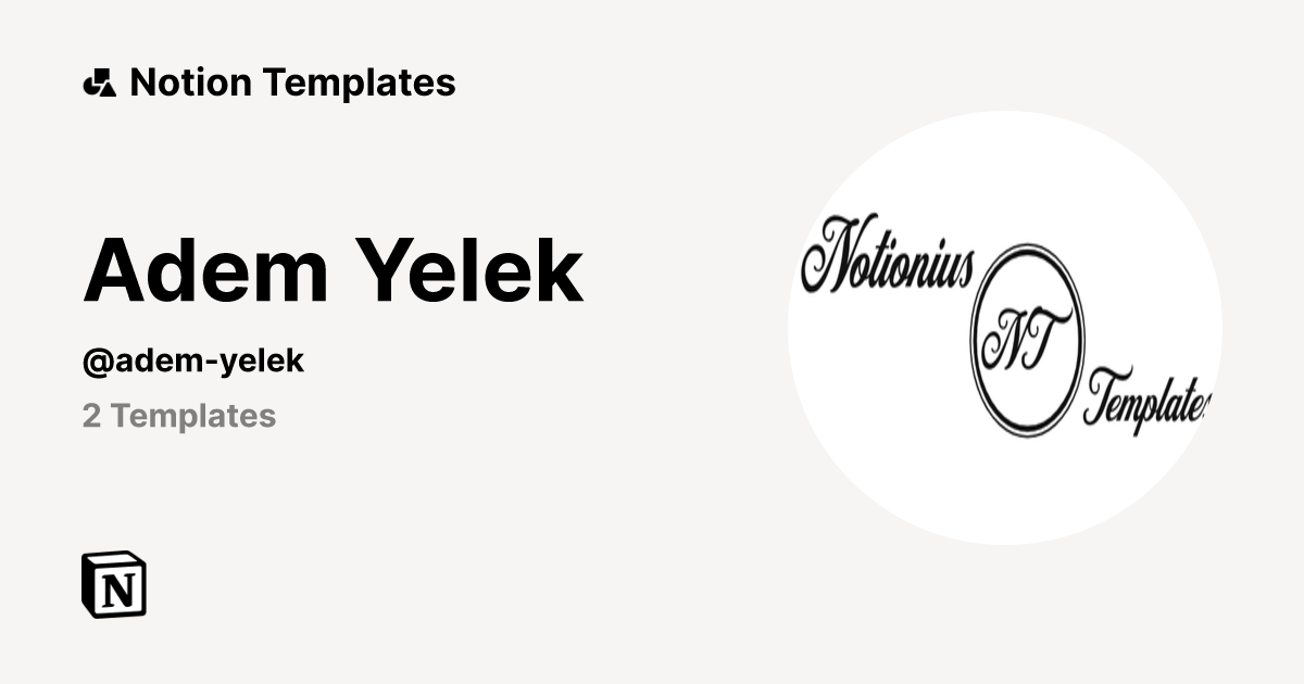 Adem Yelek Notion Template Creator