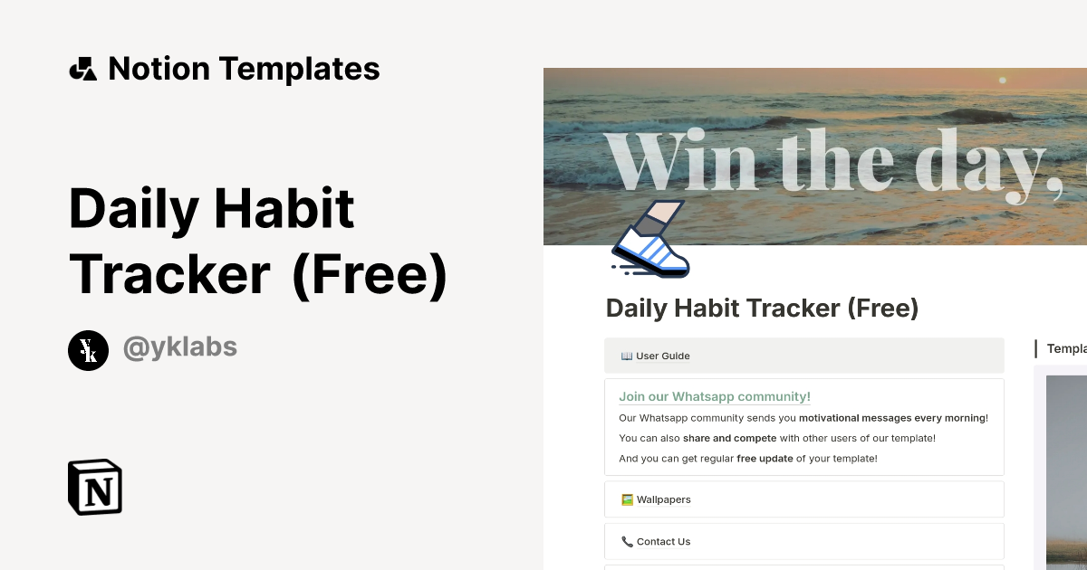 Daily Habit Tracker (Free) Notion Template