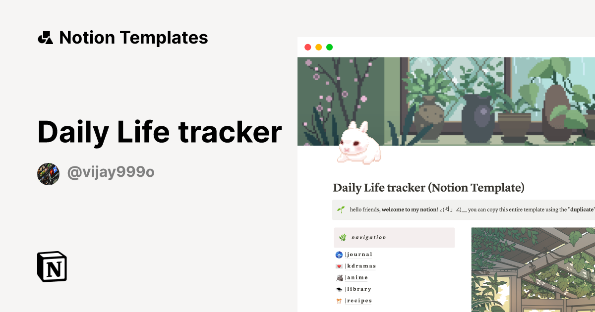 My Daily Life  Notion Template
