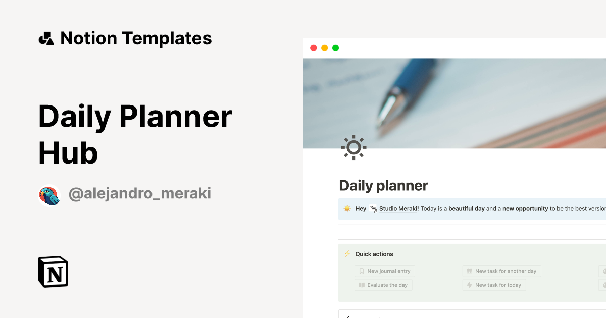 Daily Planner Hub Notion Template