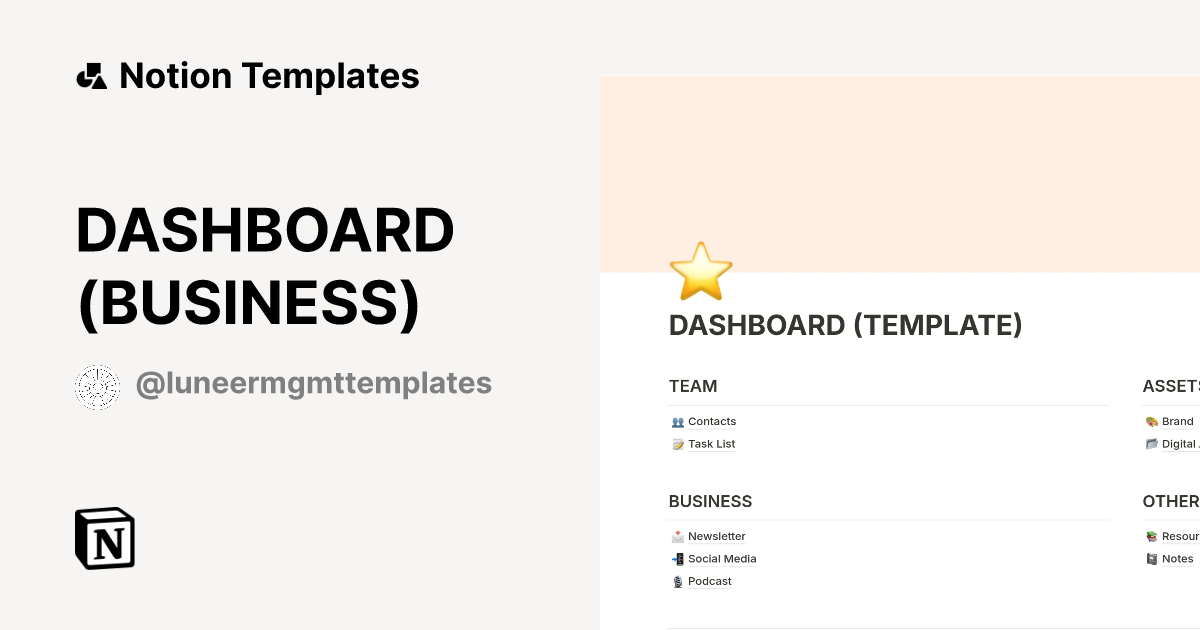 DASHBOARD (BUSINESS) Notion Template