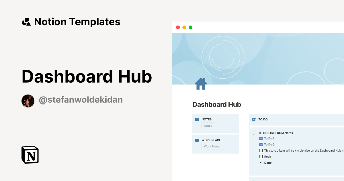 Dashboard Hub by Stefan Woldekidan Notion Template