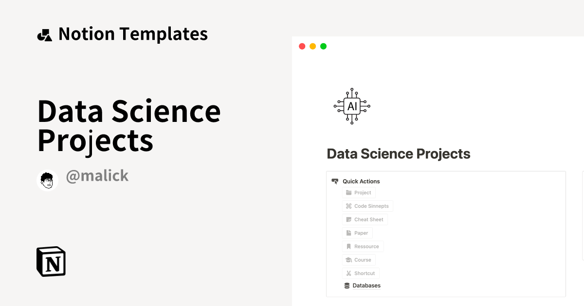 Data Science Projects Notion Template