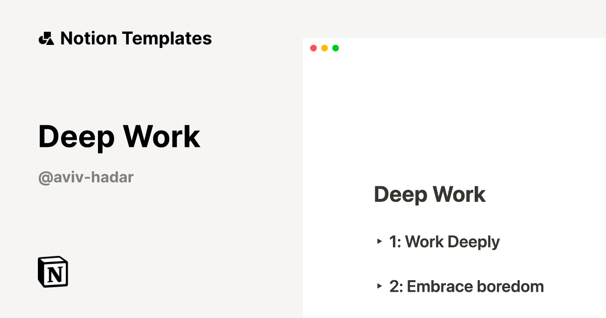 Deep Work by Aviv Hadar Notion Template