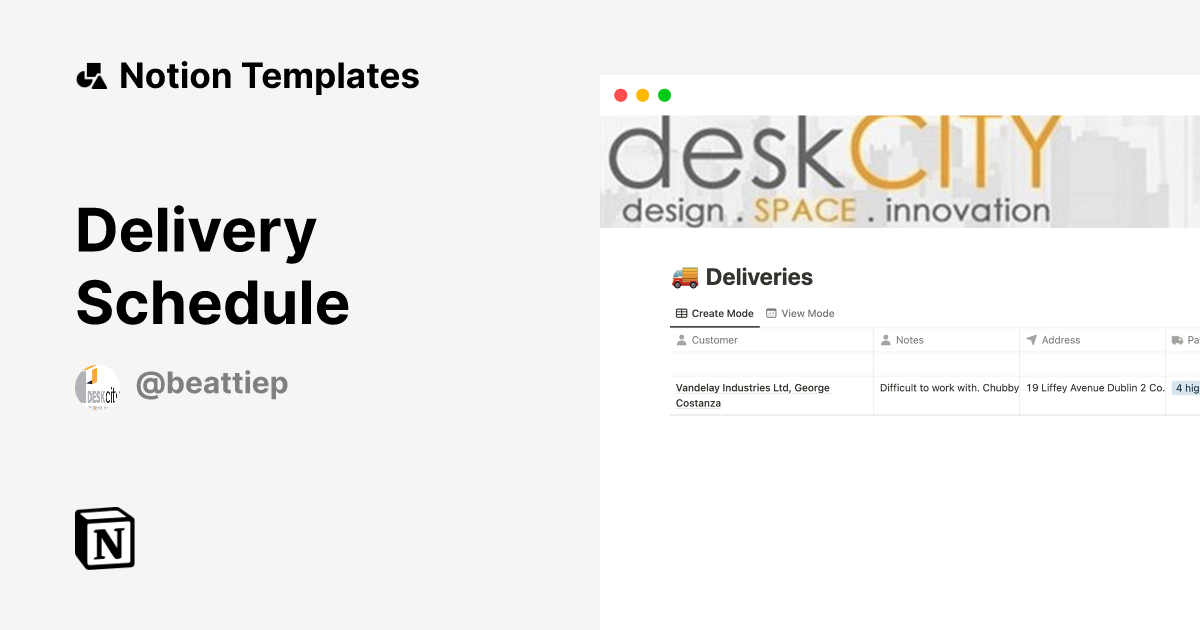 Delivery Schedule by Peter Notion Template