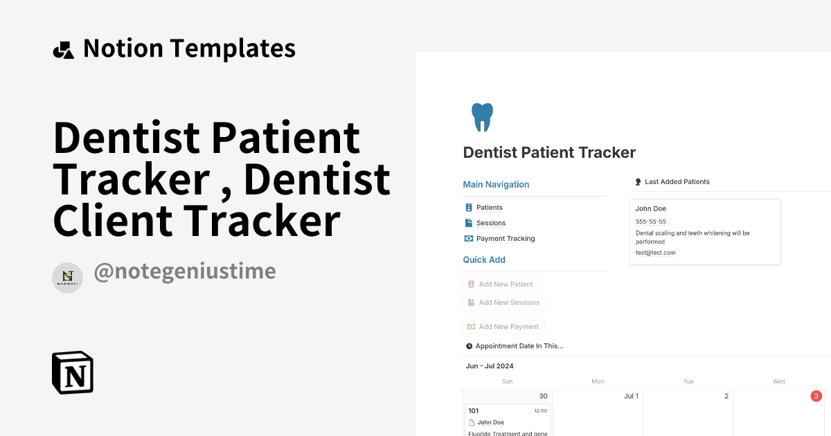 Dentist Patient Tracker , Dentist Client Tracker Template by ...