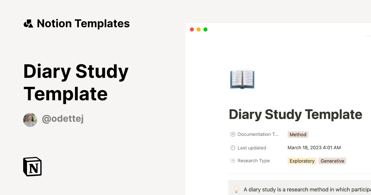 Diary Study Template Notion Template