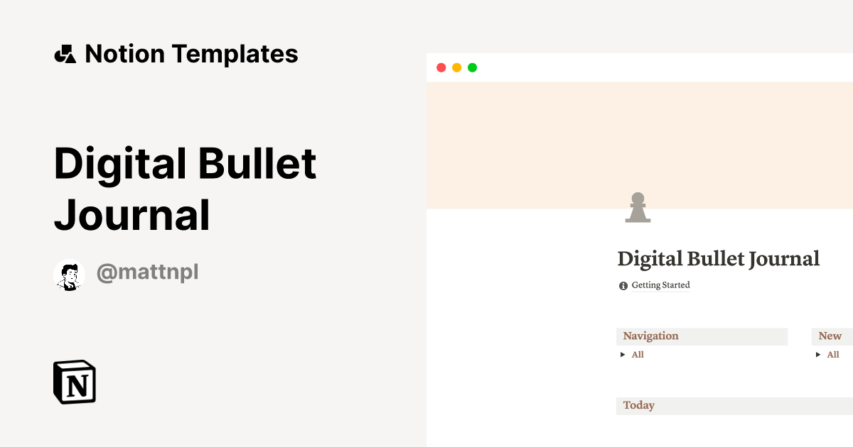 Digital Bullet Journal Notion Template