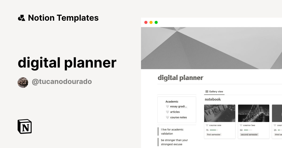 digital planner Notion Template