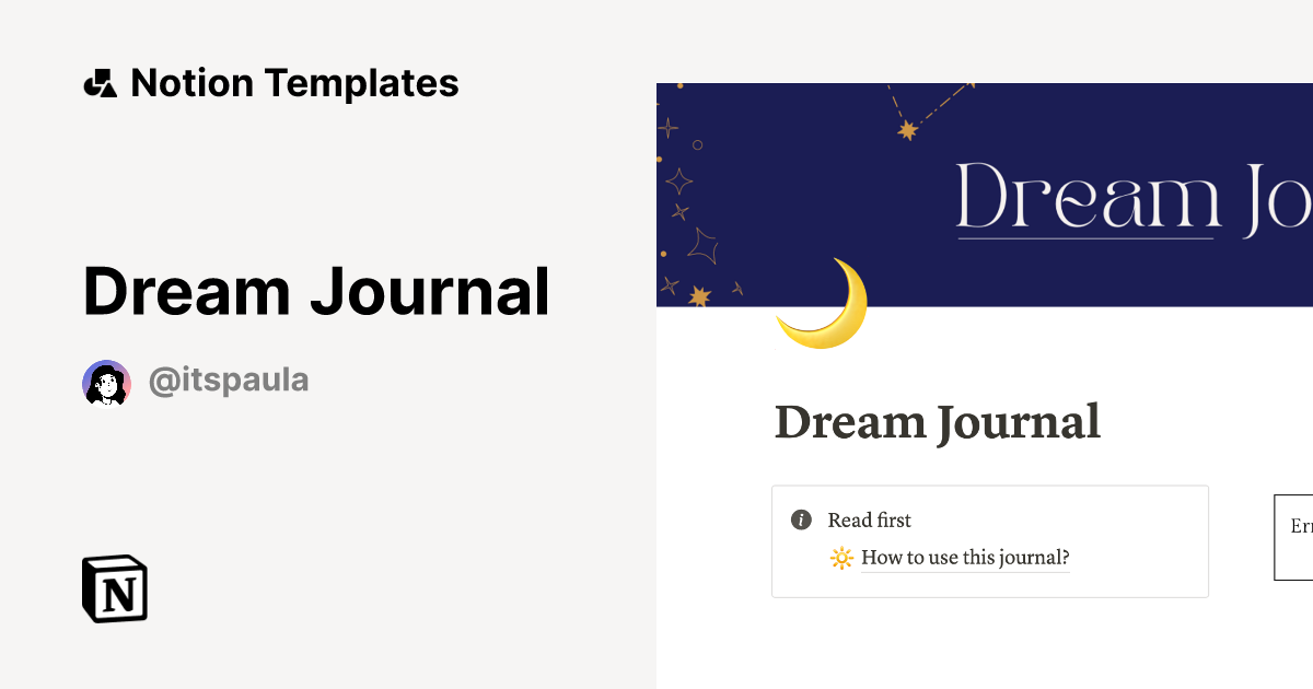 Dream Journal Notion Template