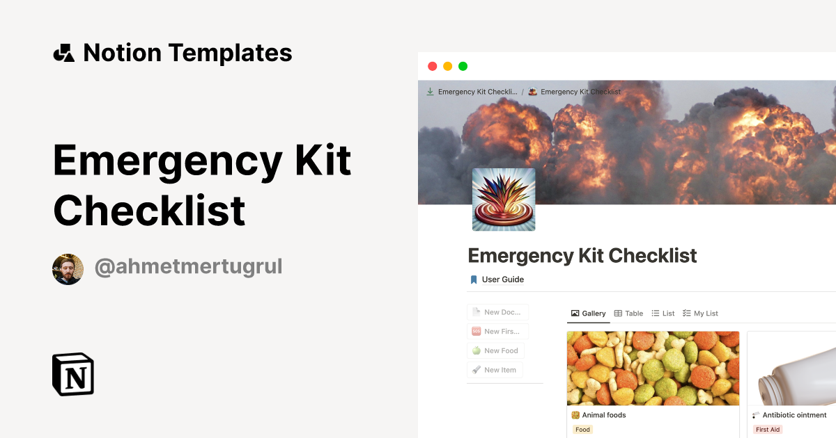 Emergency Kit Checklist Notion Template