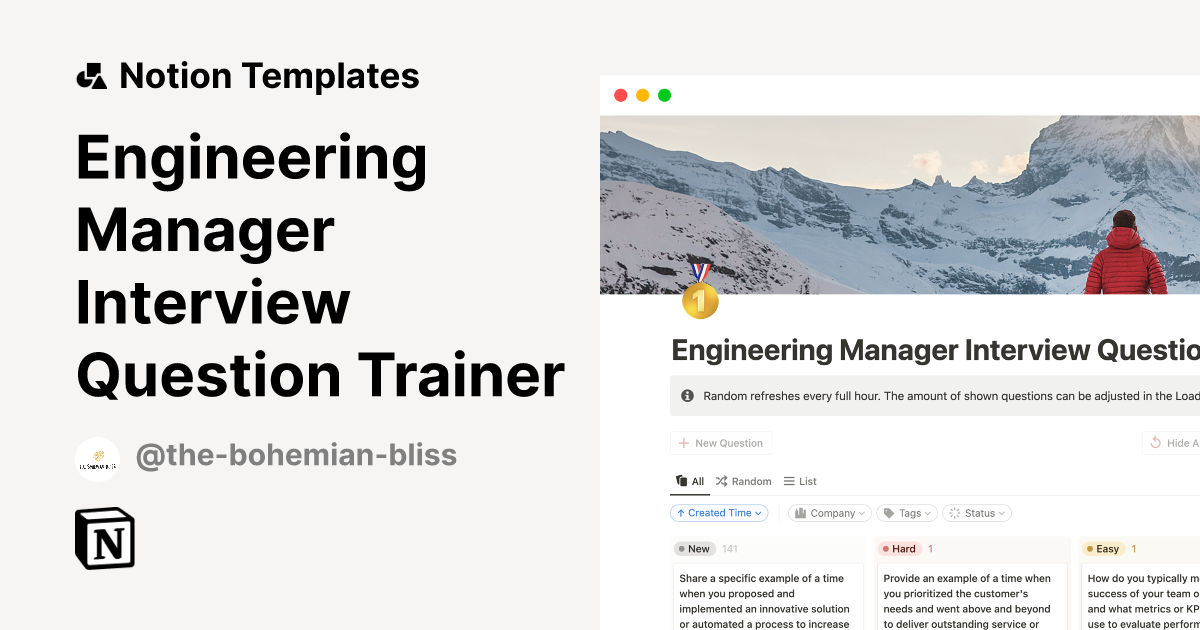 Engineering Manager Interview Question Trainer by The Bohemian Bliss