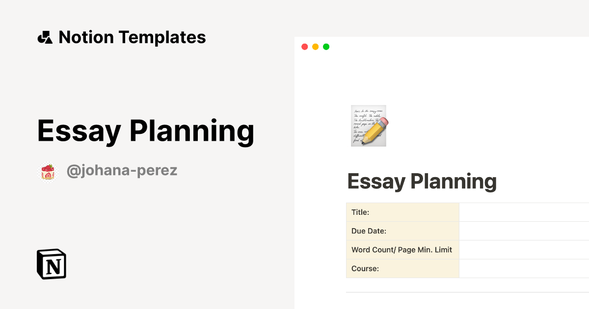 essay planning template notion