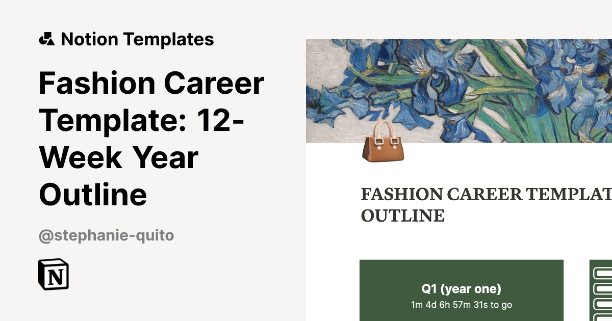 Fashion Career Template 12Week Year Outline Notion Template
