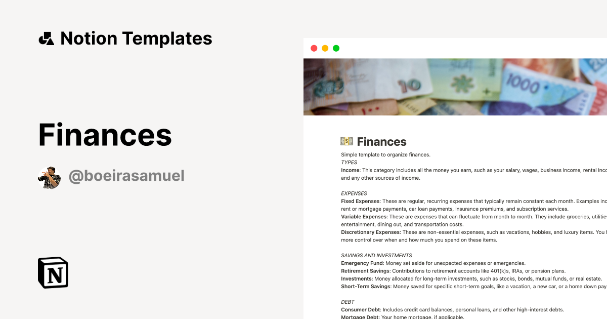 Finances Template by Samuca templates #39 s Notion Marketplace