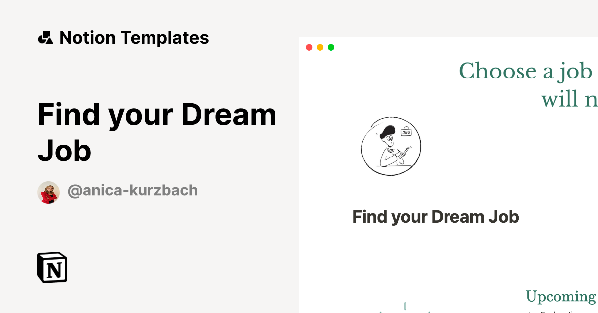 Find your Dream Job by Anica Kurzbach Notion Template