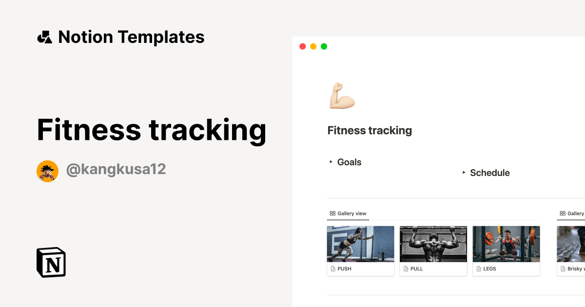 Fitness tracking Notion Template