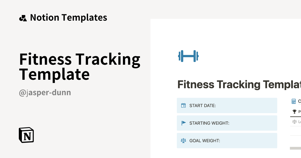 Fitness Tracking Template Notion Template