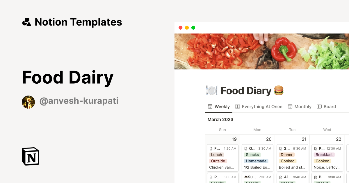 Food Dairy | Notion Template