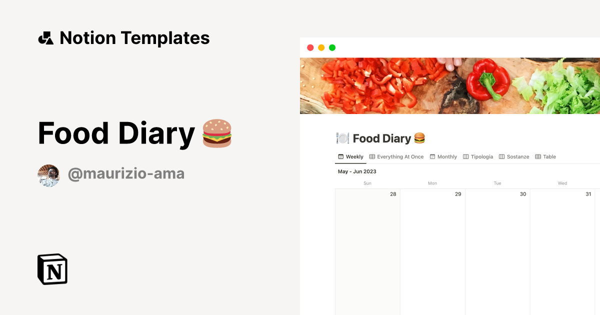 Food Diary 🍔 Notion Template