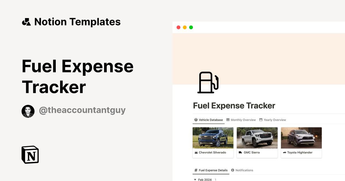 Fuel Expense Tracker Notion Template