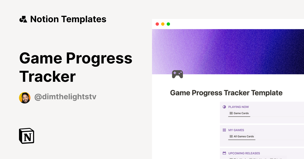 Game Progress Tracker Notion Template