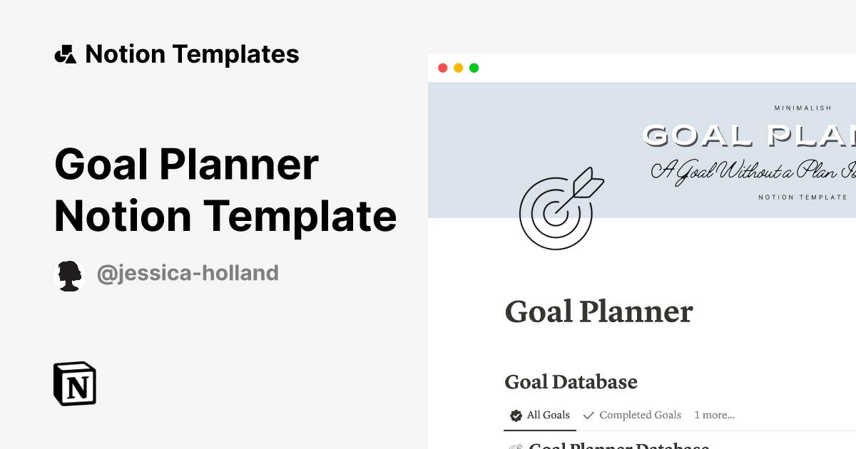 Goal Planner Notion Template Notion Template