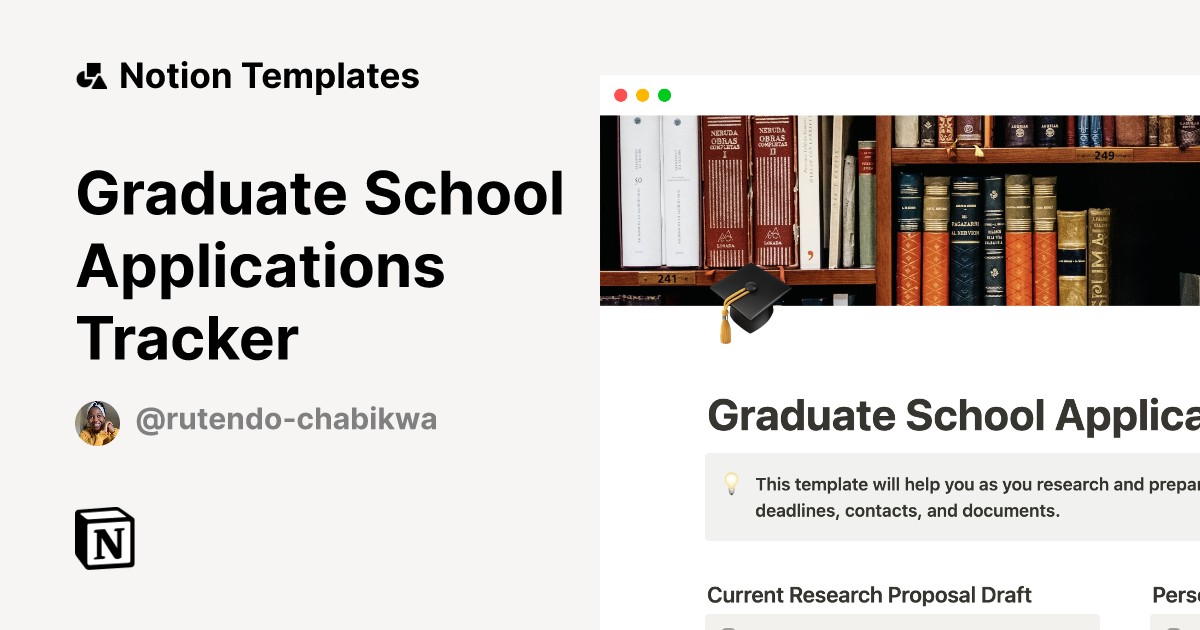Graduate School Applications Tracker Notion Template