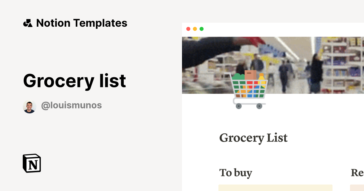 Grocery list | Notion Template