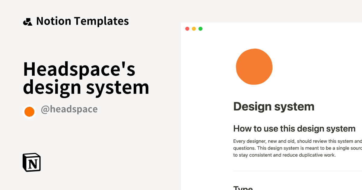 Headspace's design system Notion Template