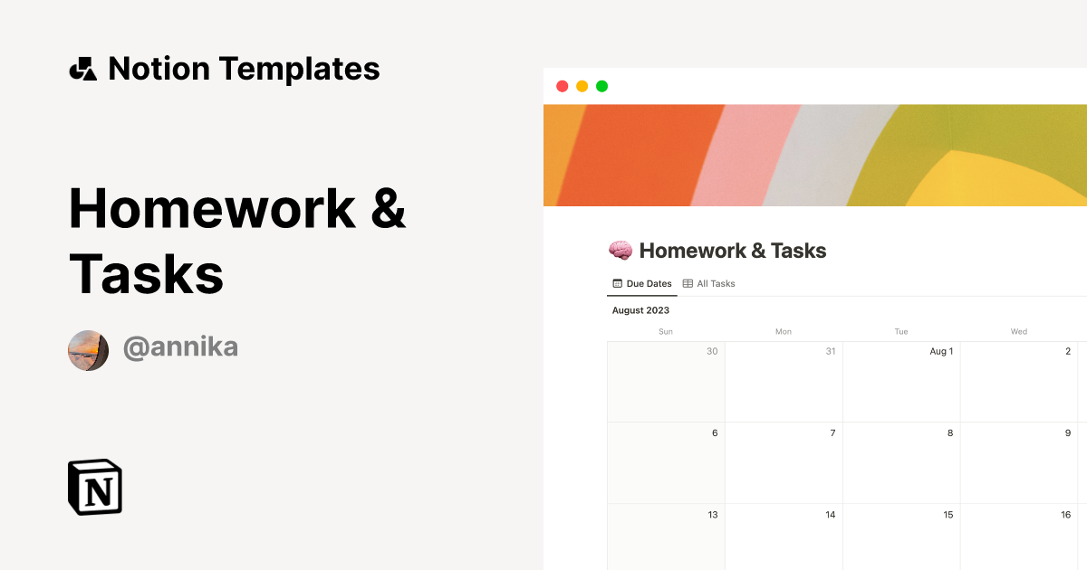 notion templates homework