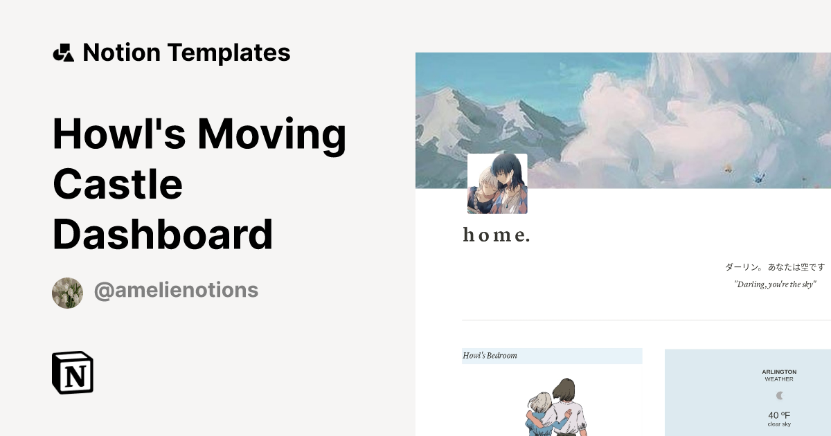 Howl's Moving Castle Dashboard | Notion Template
