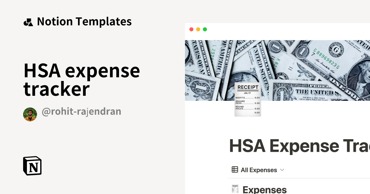 HSA expense tracker Notion Template