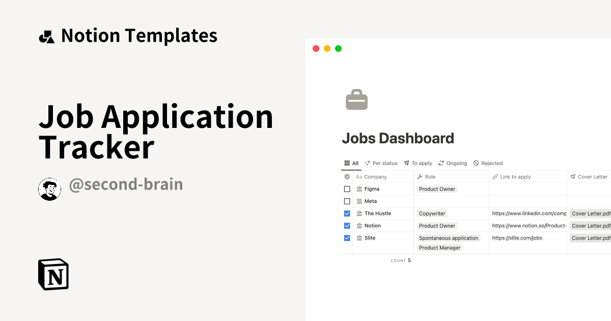 Job Application Tracker Notion Template