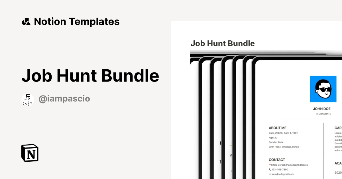 Job Hunt Bundle Notion Template
