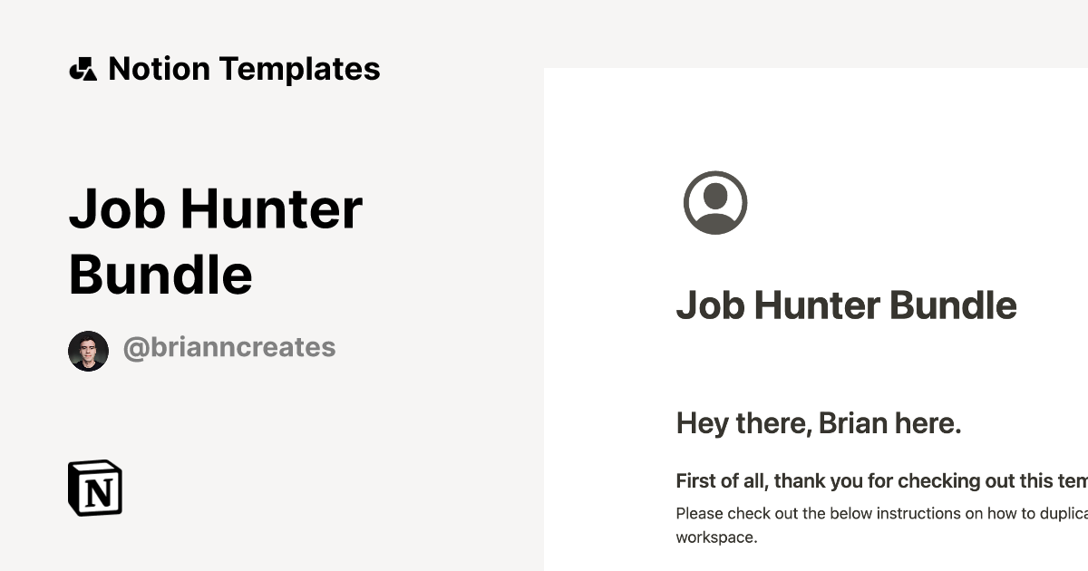 Job Hunter Bundle by Brian N Notion Template