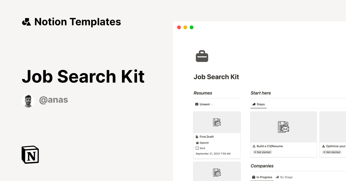Job Search Kit Notion Template