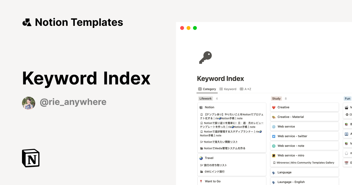 Keyword Index Notion Template