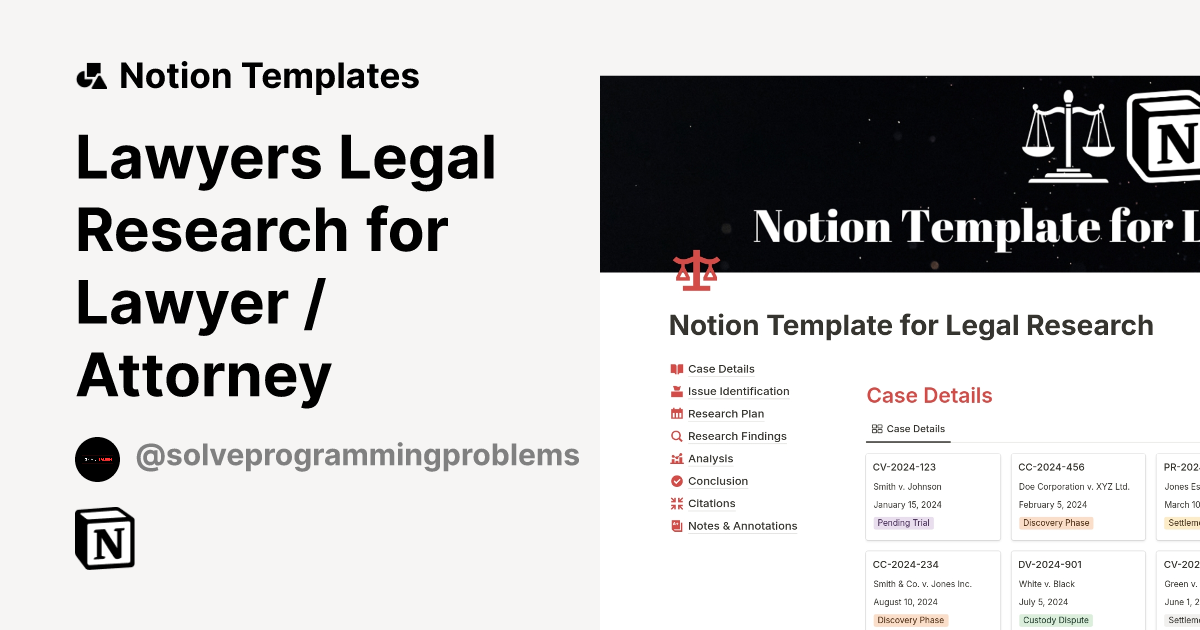 Lawyers Legal Research by Ismail Store Notion Template