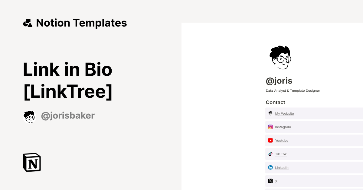 Link in Bio [LinkTree] by Joris Notion Template