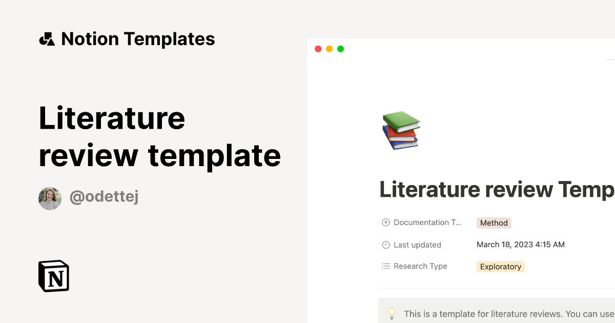 literature review template notion
