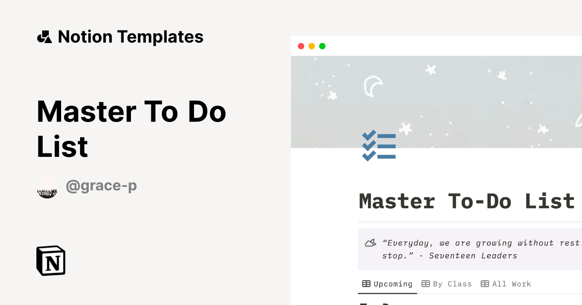 Master To Do List Notion Template
