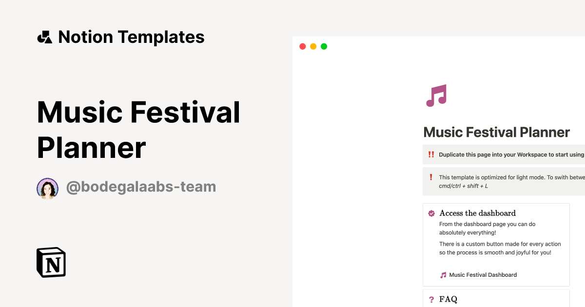 Music Festival Planner Notion Template